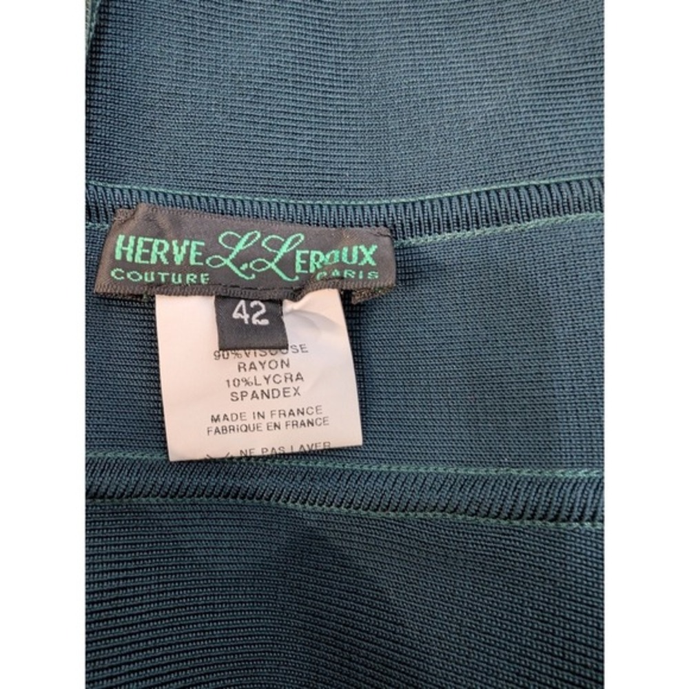 Herve L Leroux Bandage Bodycon Dress Teal Keyhole France Size 42 US 4 6 - Picture 4 of 10